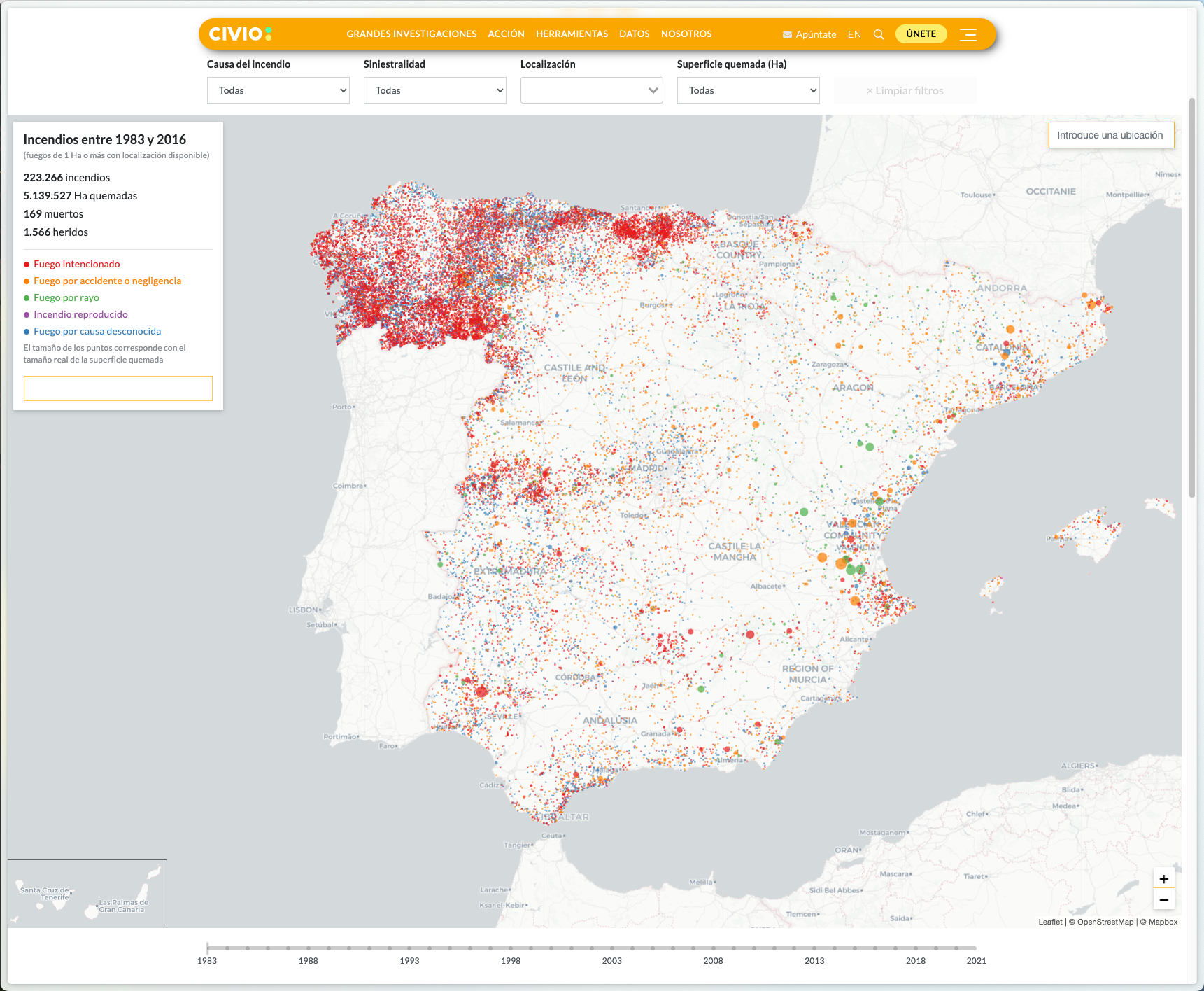 Actualización del mapa de <i>España en llamas</i>